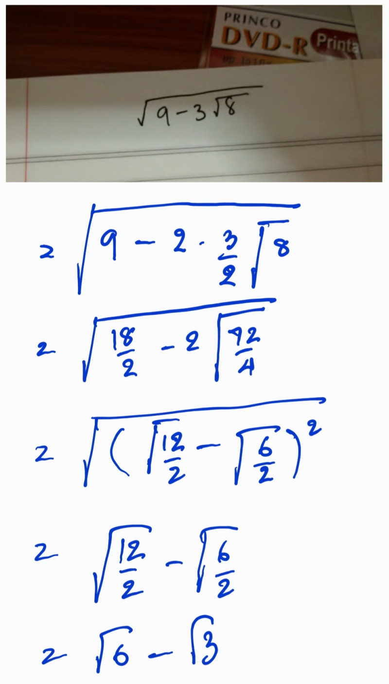 การหารากที่สองของจำนวนที่อยู่ในรูป x คูณ 2 รูท y 