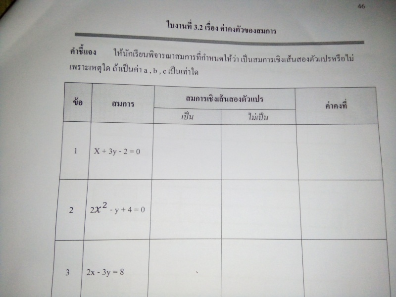 ถามการบ้านเรื่อง สมการเชิงเส้นครับ