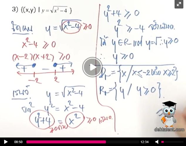 ถามโดเมนและเรนจ์ของความสัมพันธ์ ตัวอย่างที่ 2 ข้อ3.ค่ะ
