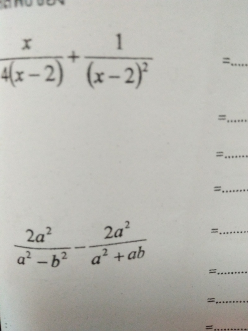 ถามการบ้าน เรื่อง การบวกลบเศษส่วนของพหุนาม