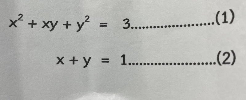 ถามการบ้าน เรื่องระบบสมการกำลังสอง