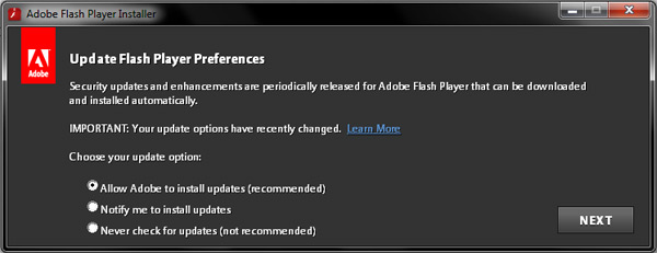 วิธี upgrade Flash Player